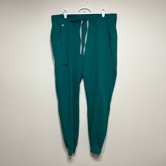 Figs High Waisted Zamora Jogger Scrub Pants Hunter Green Large Tall Women - Picture 1 of 9